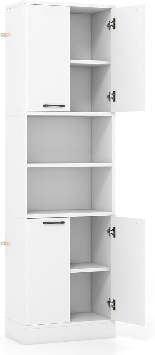 190cm Tall Kitchen Cupboard White 4 Doors Open & Closed Storage Cabinet