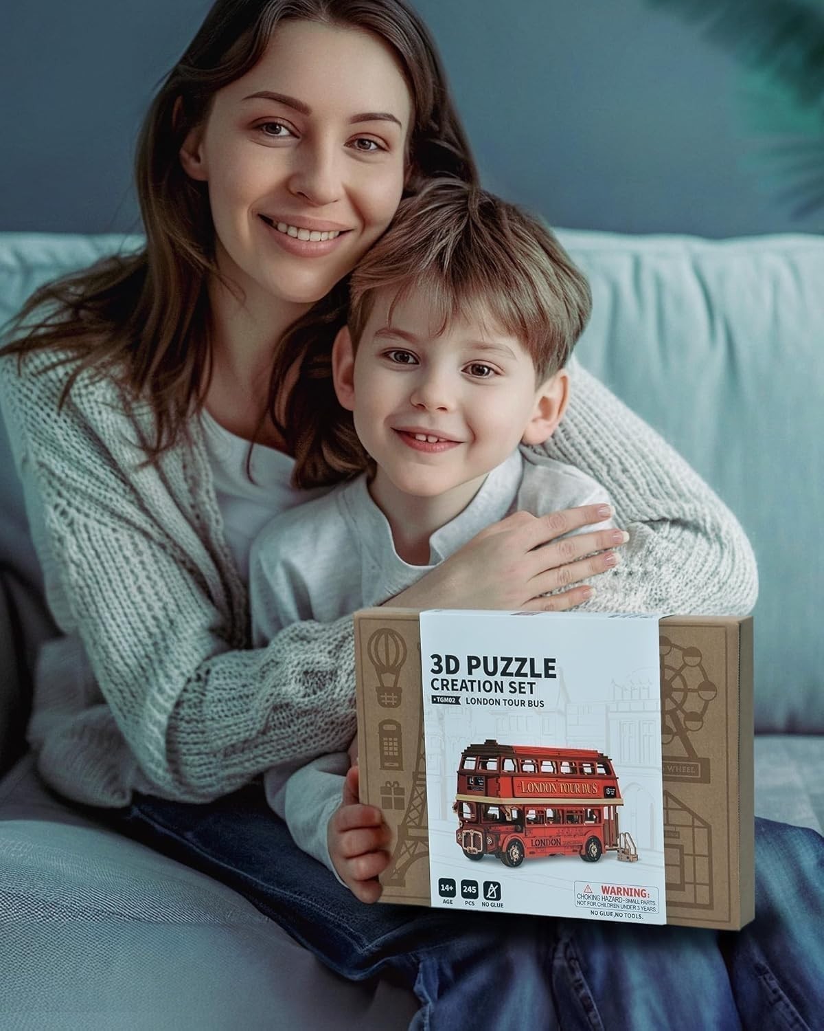3D Wooden London Bus Puzzle Model Kit, Easy DIY Craft with Realistic Detail