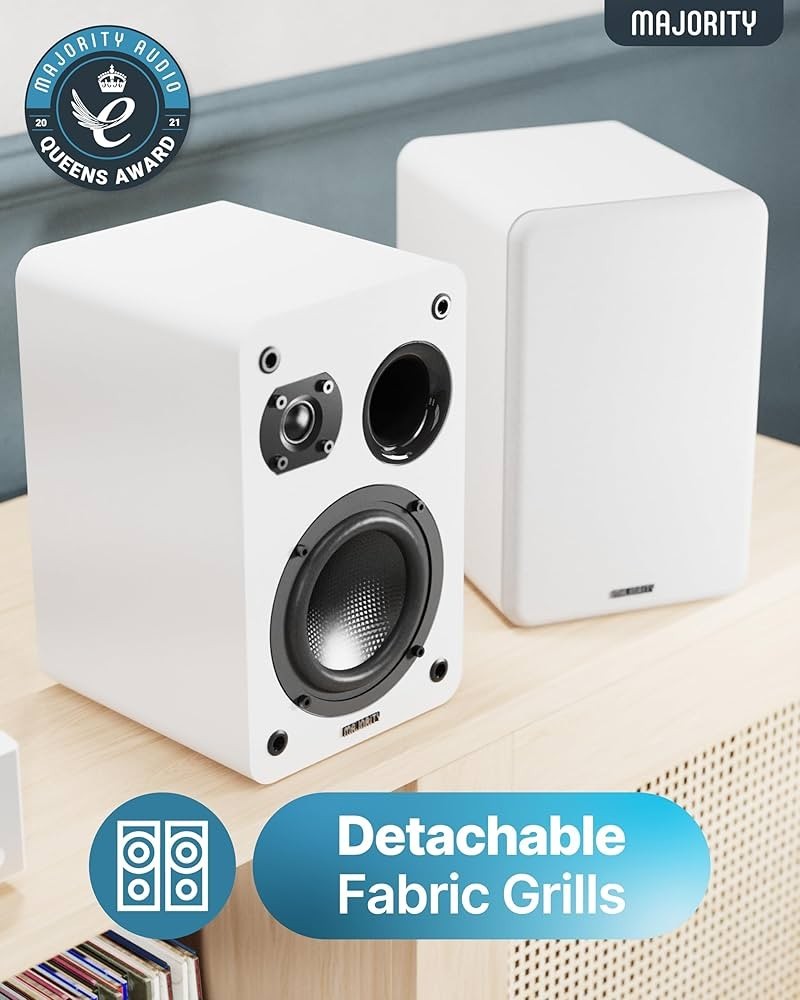 Passive Bookshelf Speakers Hi-Fi Stereo Pair 60W RMS Compact White