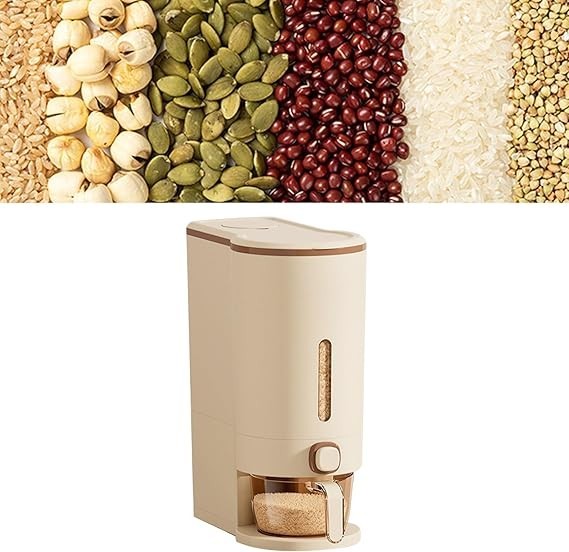 10KG Airtight Rice Storage Dispenser Press Grain Container with Window