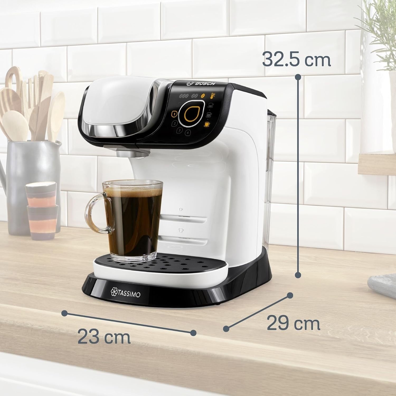 Pod Coffee Machine 1.3L Large Tank 1500W Fast Brew Auto Clean Compact White