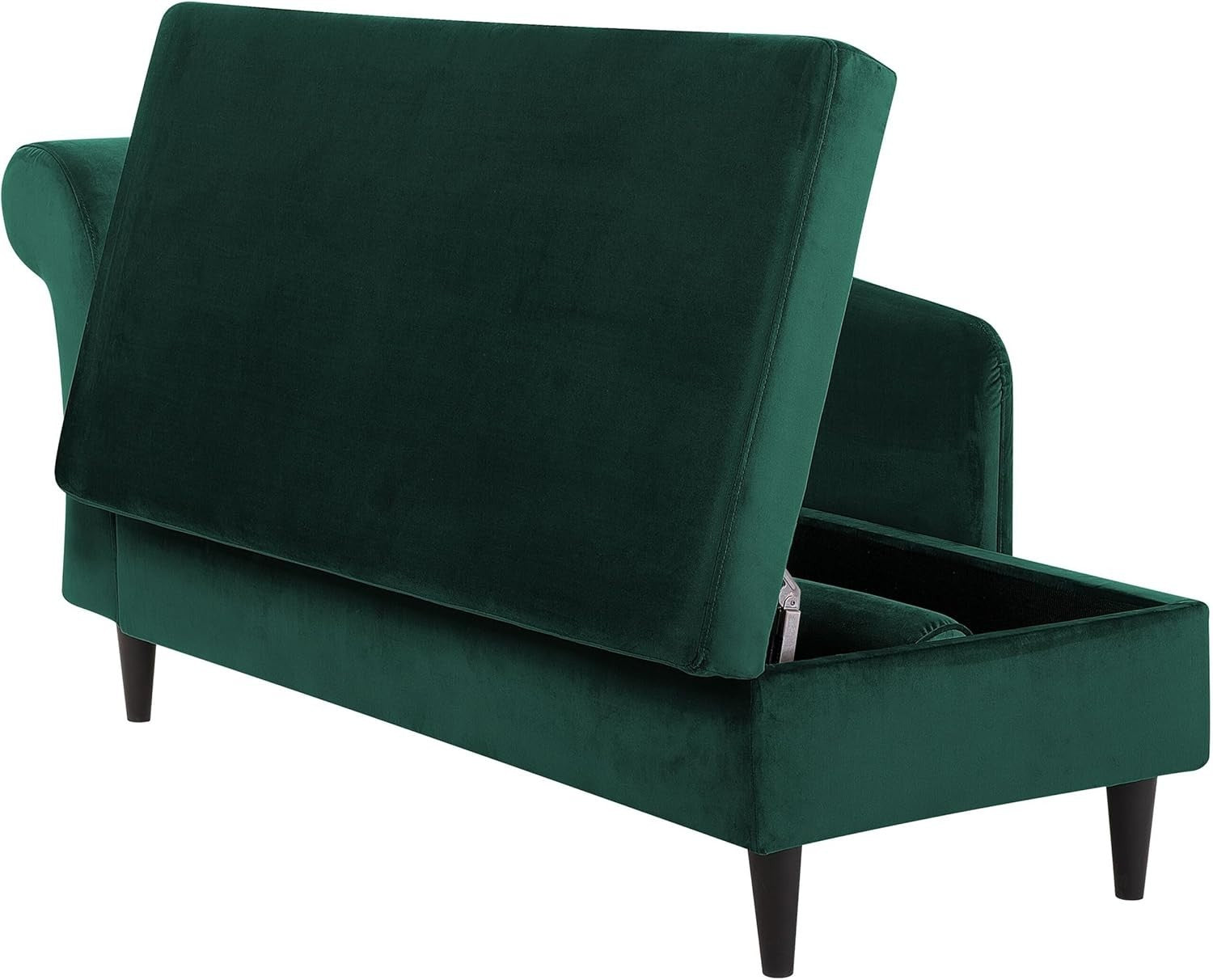 Velvet Left Hand Chaise Lounge with Storage Emerald Green Living Room Sofa