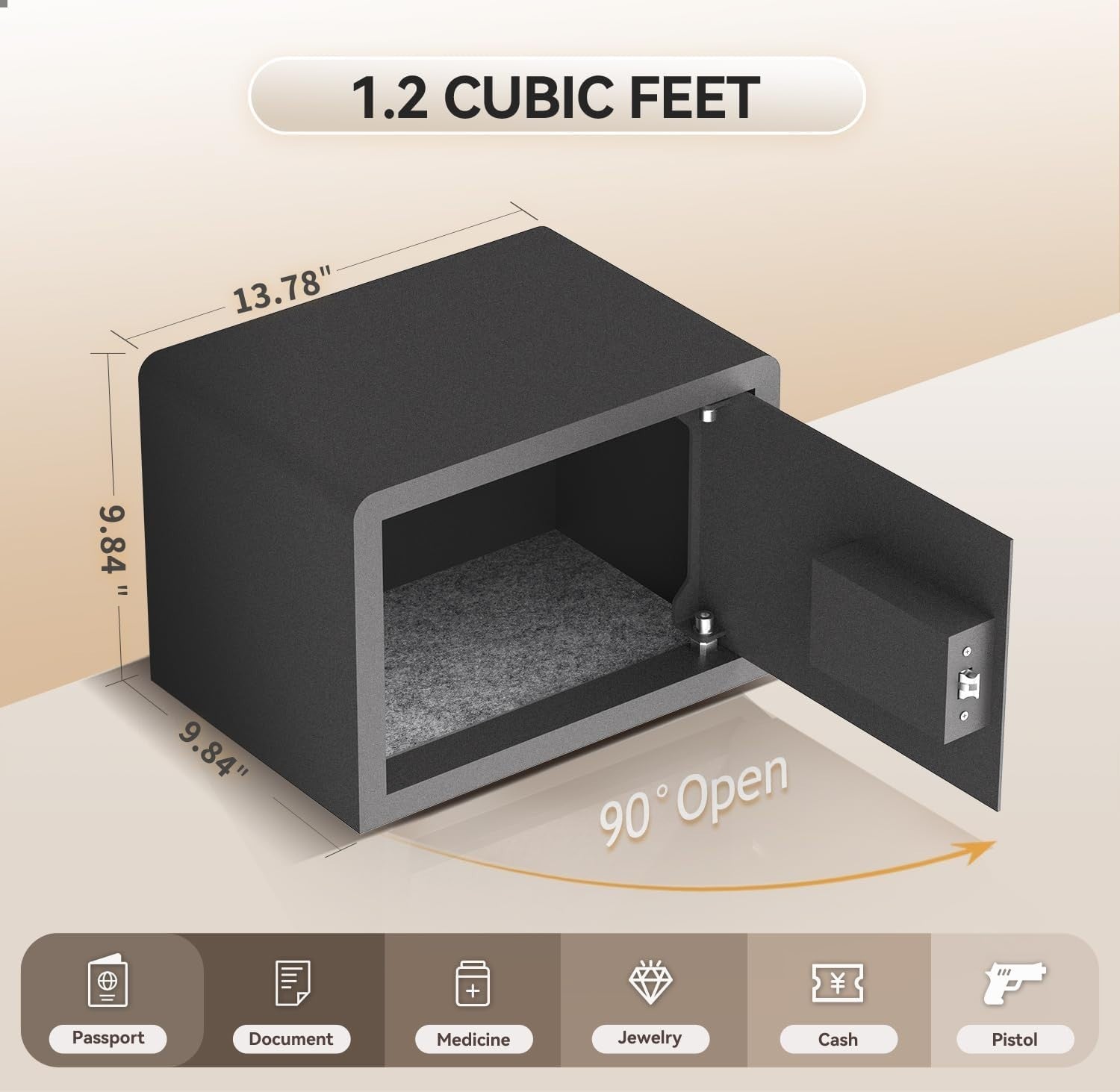 1.2 Cu Ft Fingerprint Safe Box Biometric Digital Lock Cash Security