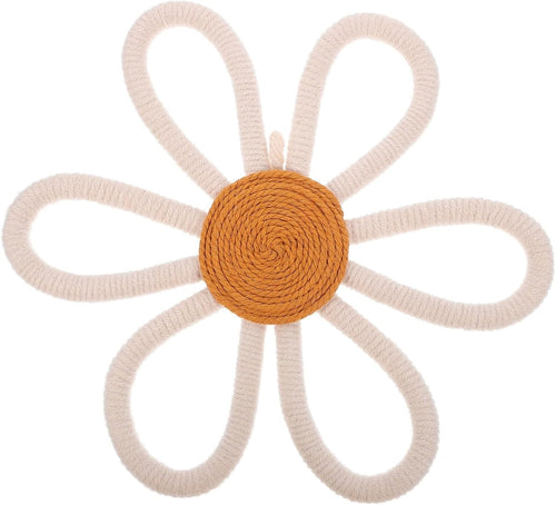 Boho Daisy Woven Wall Decor Cotton Macrame 7.9x6.5in Nursery Art