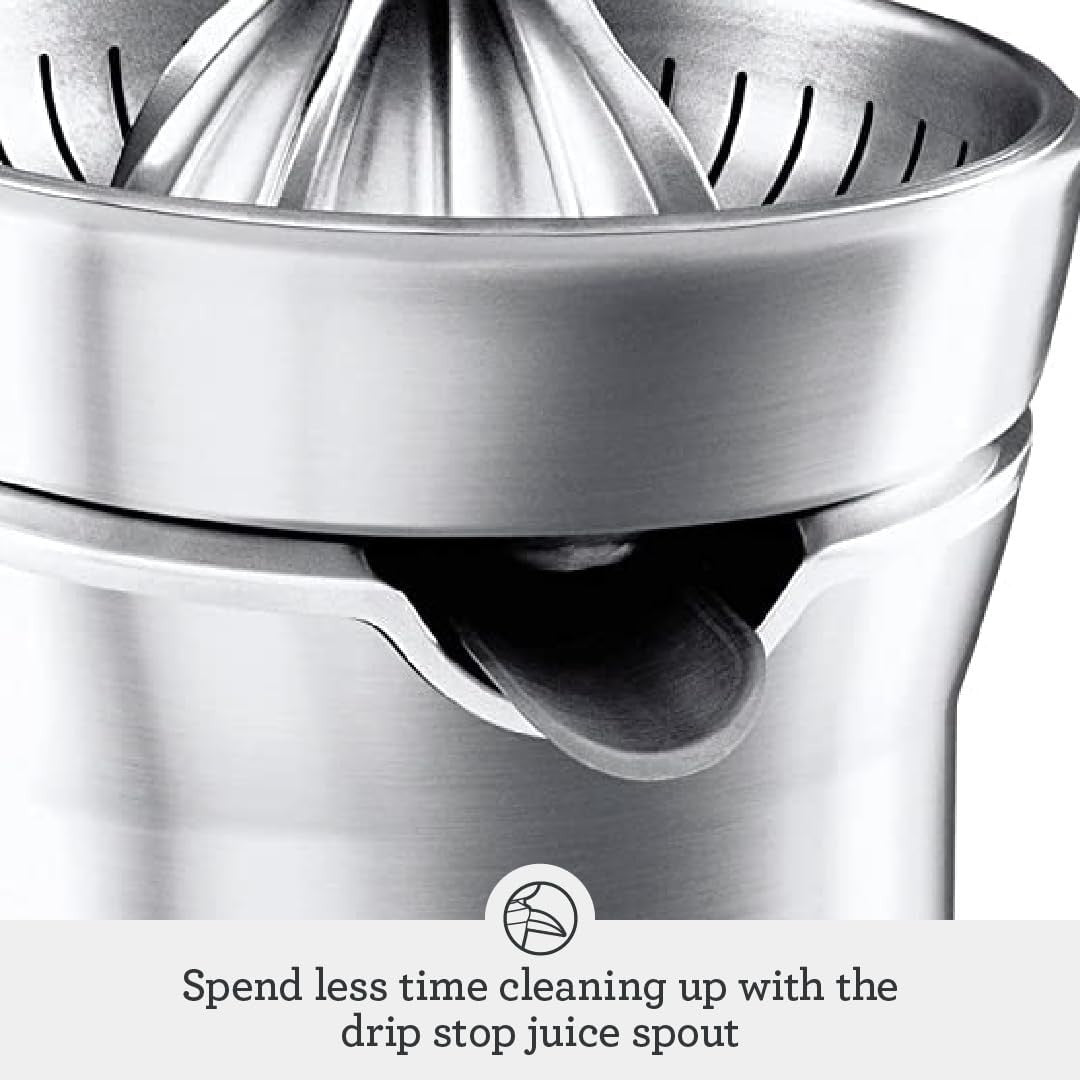 Quiet Electric Citrus Juicer Lever Press Drip Stop Stainless Steel