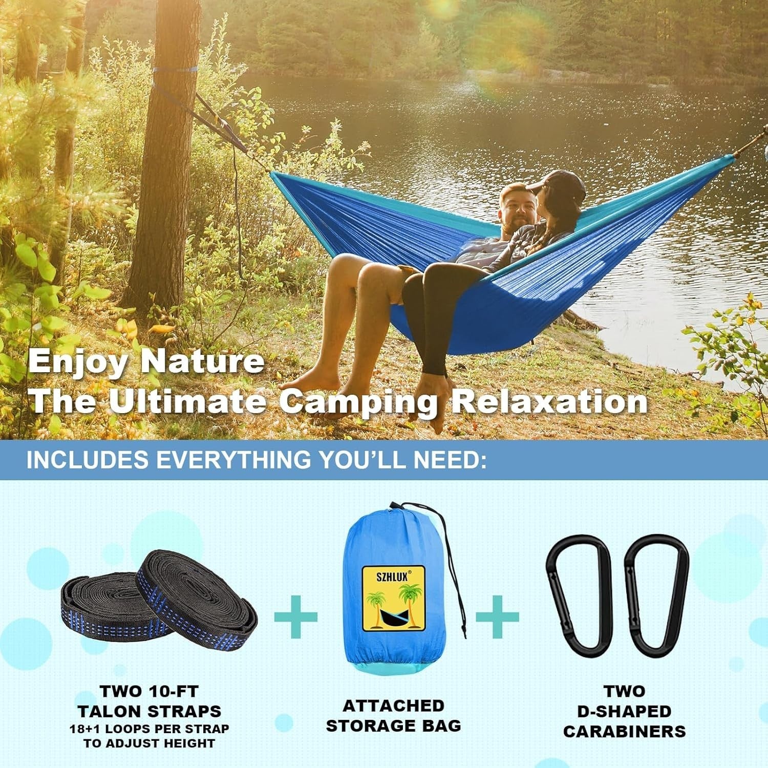 290×140cm Hammock with Mosquito Net & Anti‑Rollover Pole | 250kg Load