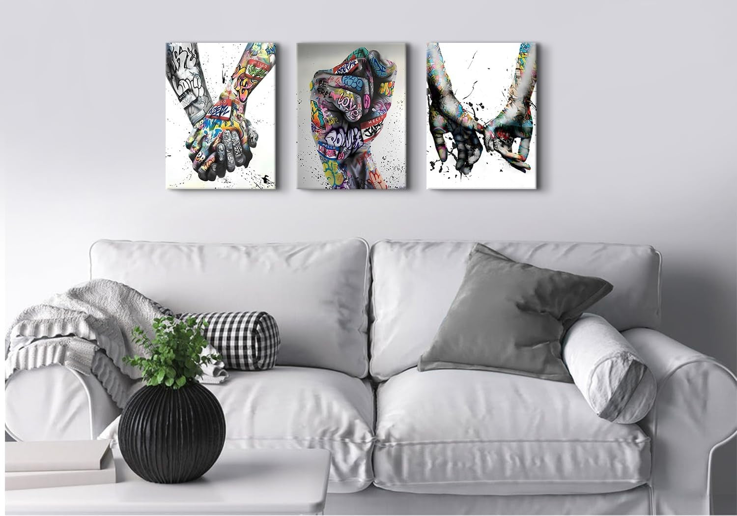 3Pcs Graffiti Love Hands Canvas Wall Art 12x16