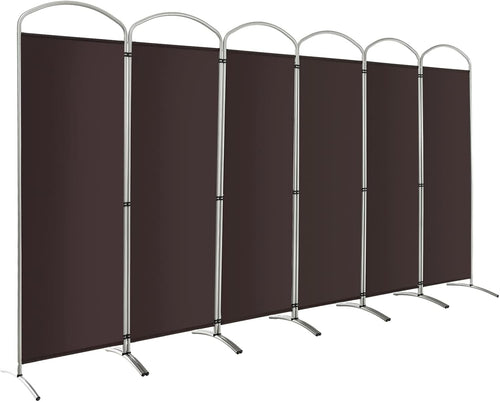 6 Panel Coffee Folding Room Divider Privacy Screen for Bedroom Office 188cm High