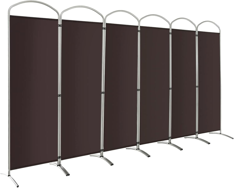 6 Panel Coffee Folding Room Divider Privacy Screen for Bedroom Office 188cm High
