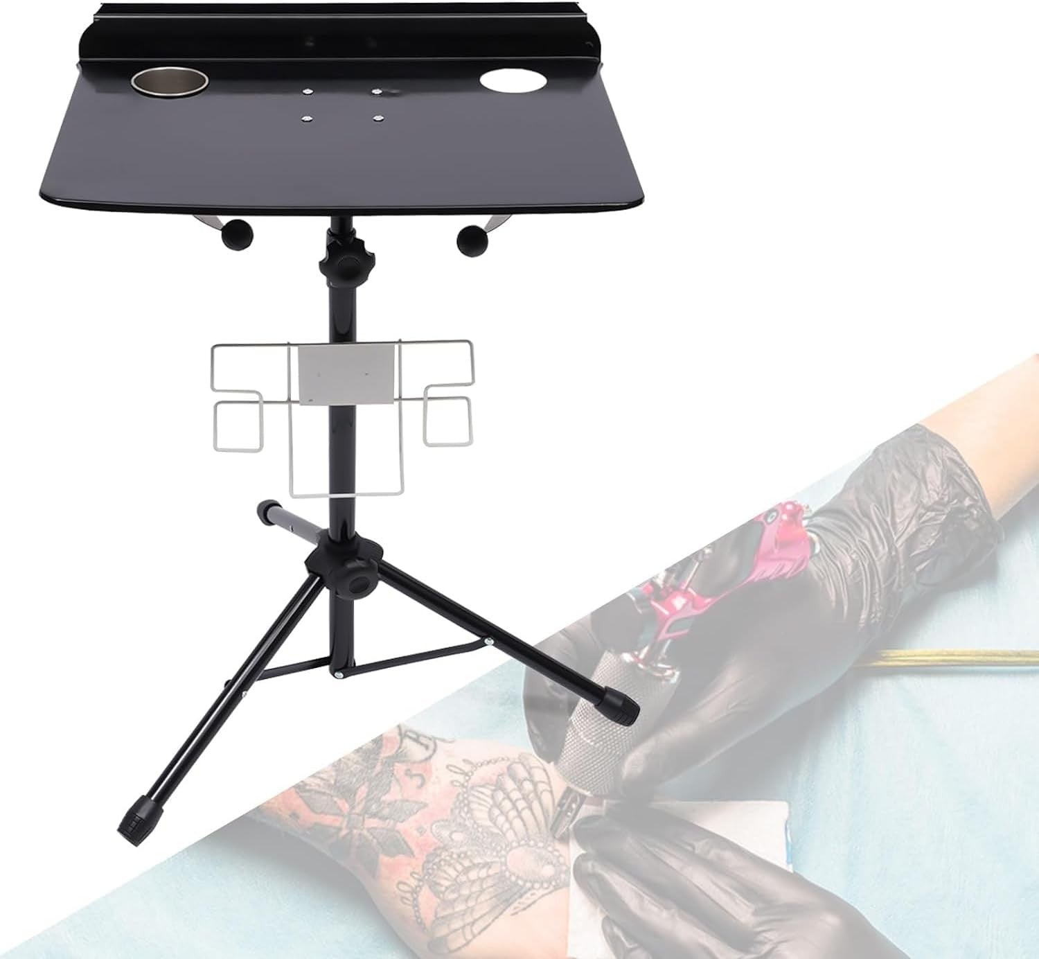 Tattoo Workstation Adjustable Table Portable Tripod Stand Tool Tray