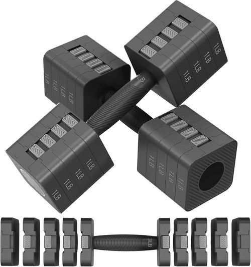 Quick-Adjust Dumbbell Set 5-in-1 3–11LB Pair Anti-Roll Home Gym