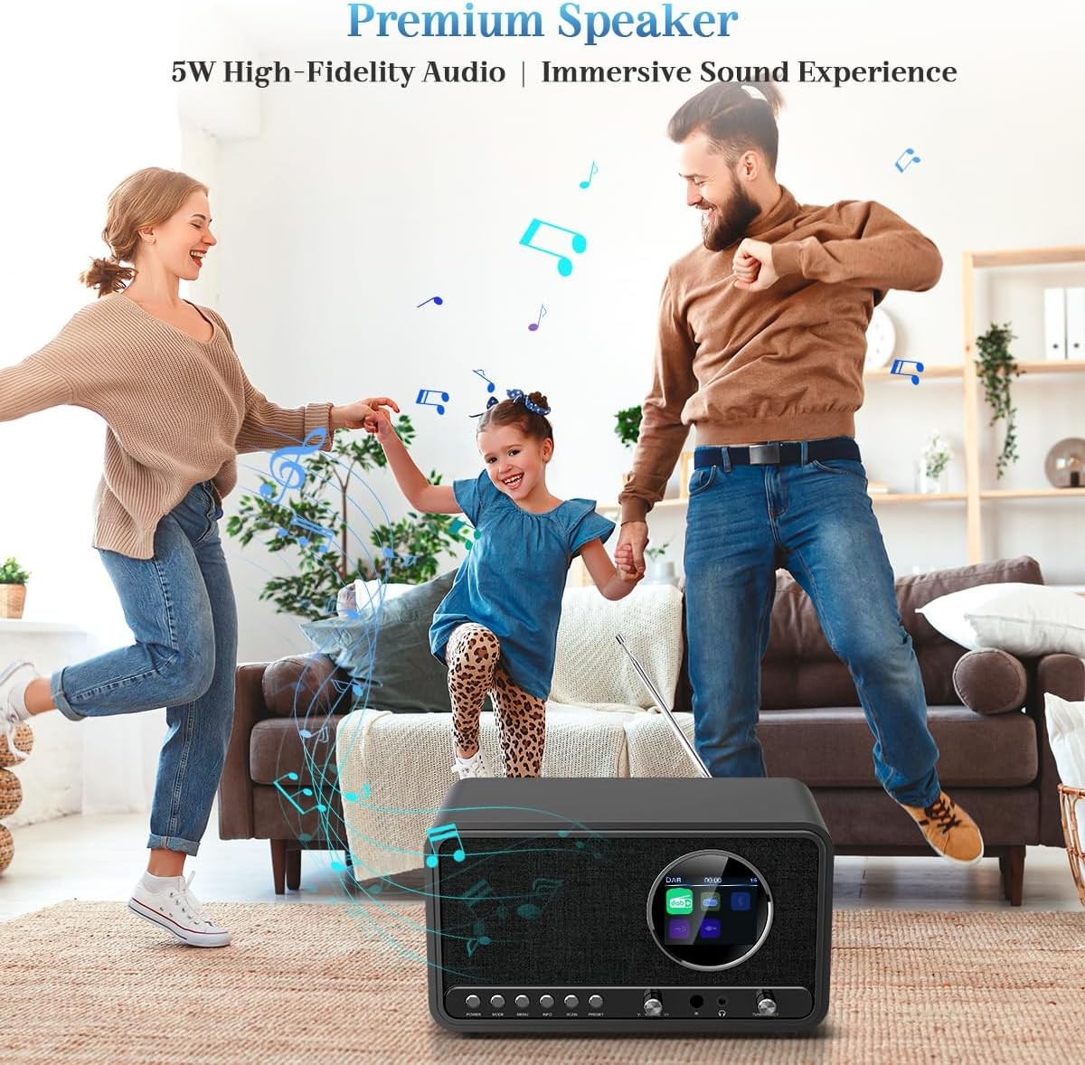 DAB DAB+ FM Digital Radio Bluetooth Alarm Clock Retro Speaker Remote
