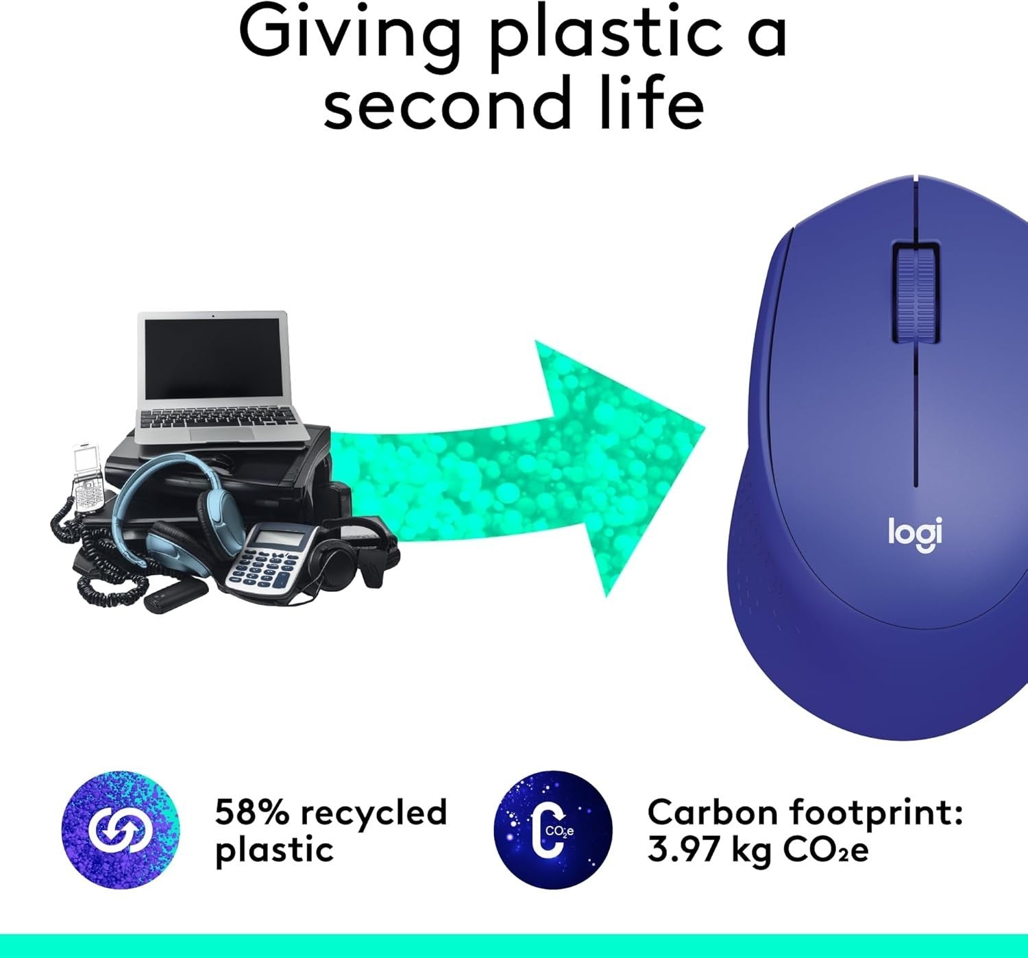 Silent Wireless Mouse USB Nano Receiver Ergonomic Lightweight Blue Laptop PC
