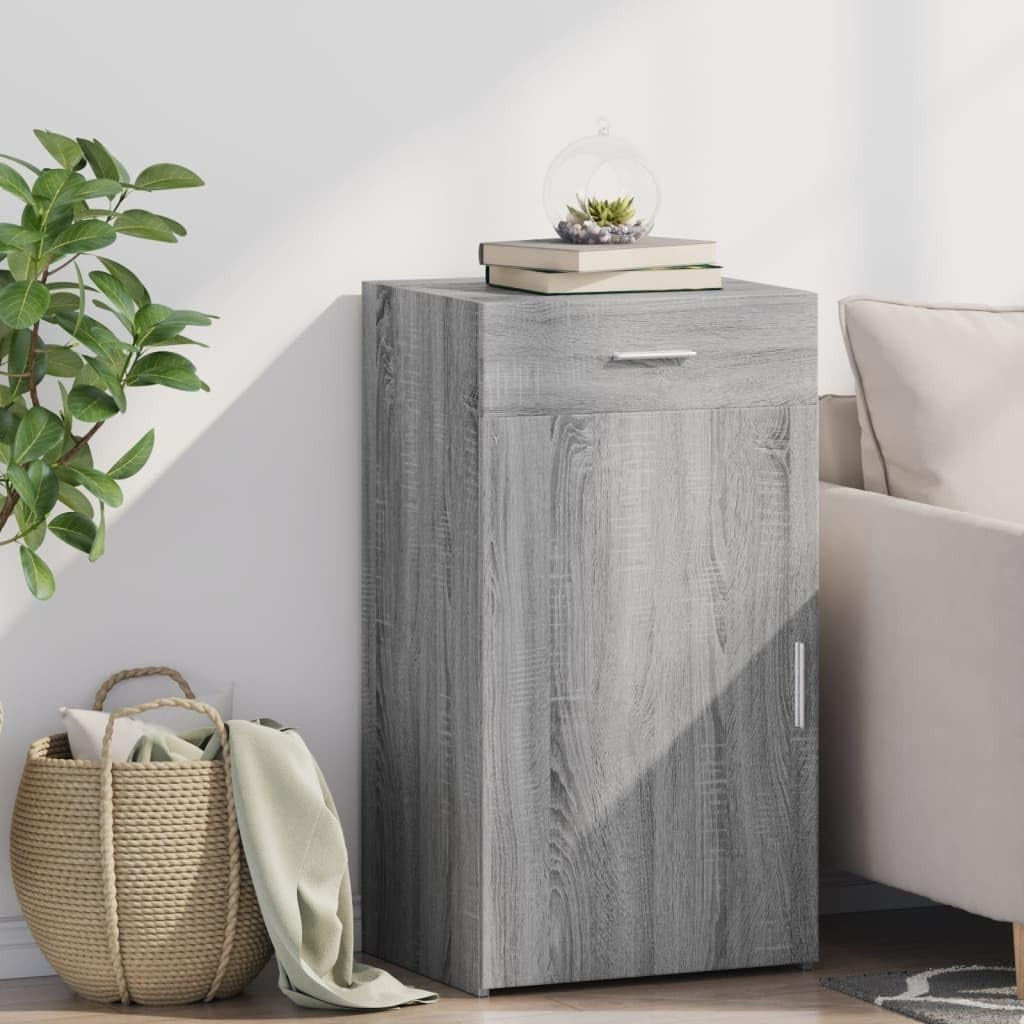 Modern Grey Sonoma Sideboard Cabinet with Drawer – Compact Storage