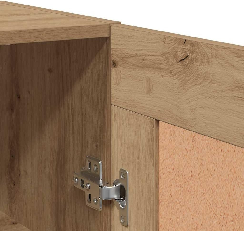 Wall Mounted Oak Cabinet Storage - 3 Compartments, Stylish, Space-Saving