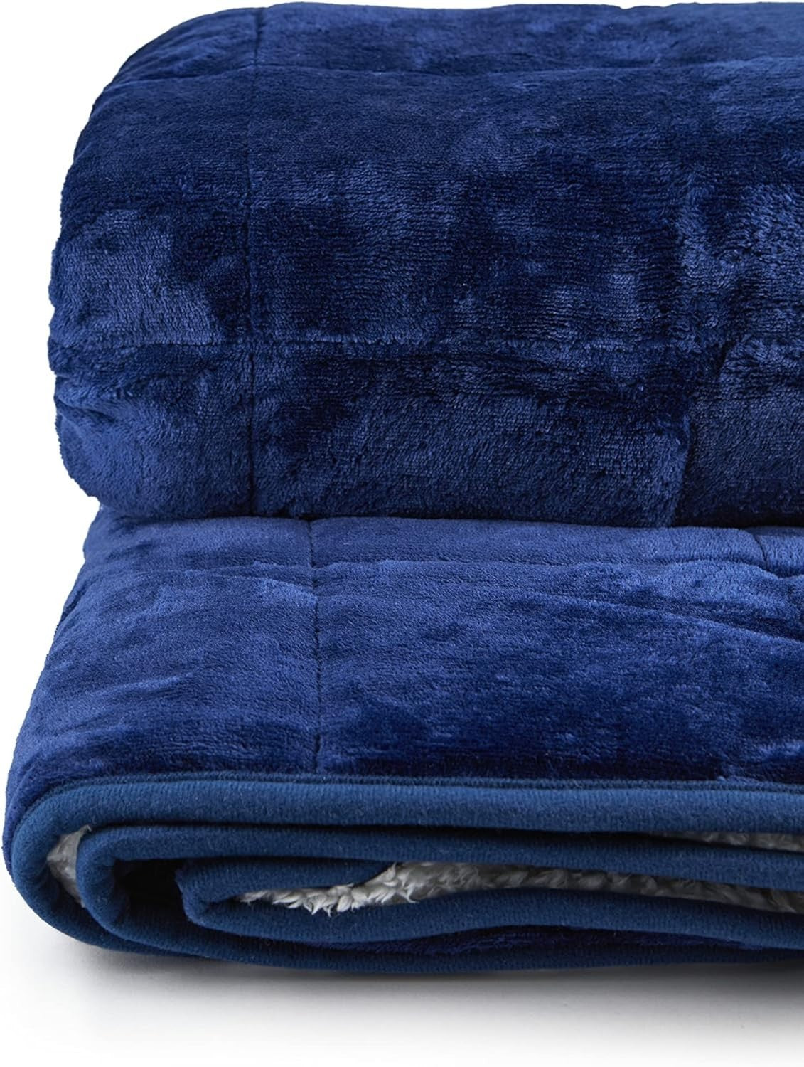 6.9kg Weighted Sherpa Blanket Navy Blue 60x80" (150x203cm) Cozy