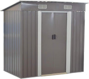 Metal Garden Shed 6x4ft Apex Roof Lockable Tool Storage House Grey
