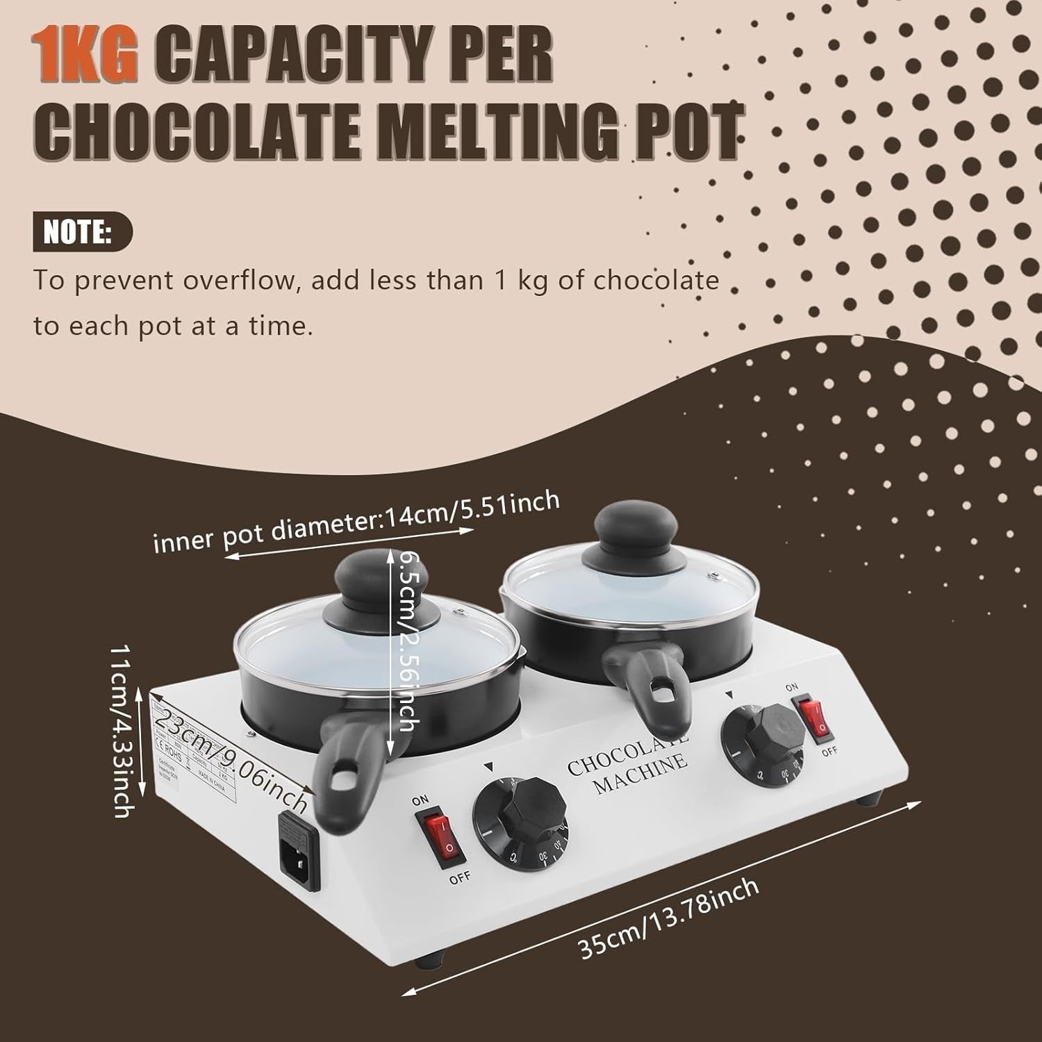 Chocolate Tempering Machine 2 Pot Electric Melter 30-85C UK Plug