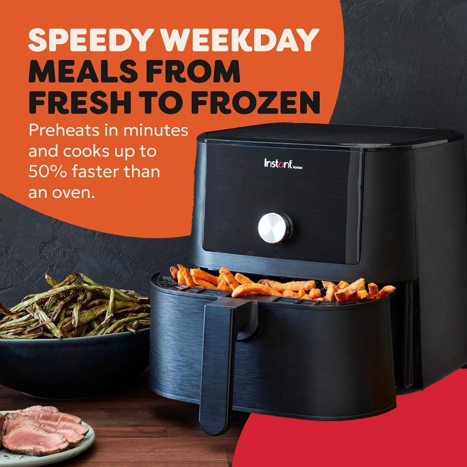 5.7L Digital Air Fryer | 4 Smart Programs | ClearCook Window | Fast & Energy