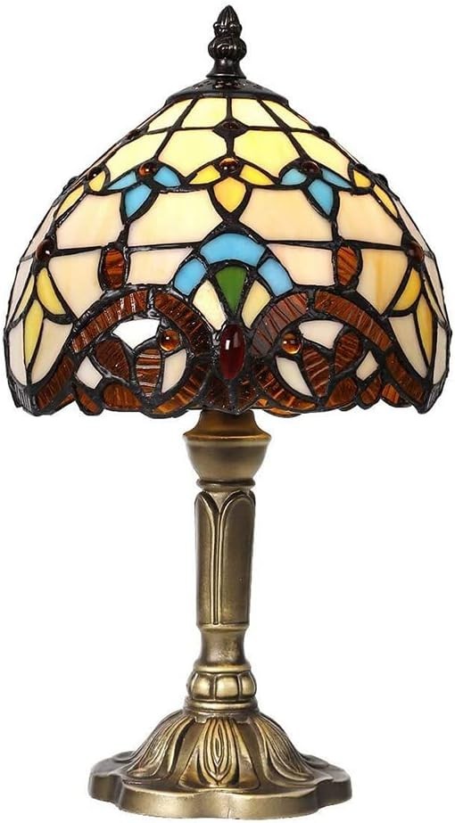 Tiffany Style Table Lamp Stained Glass Bedside Light Retro E27 38cm Decor