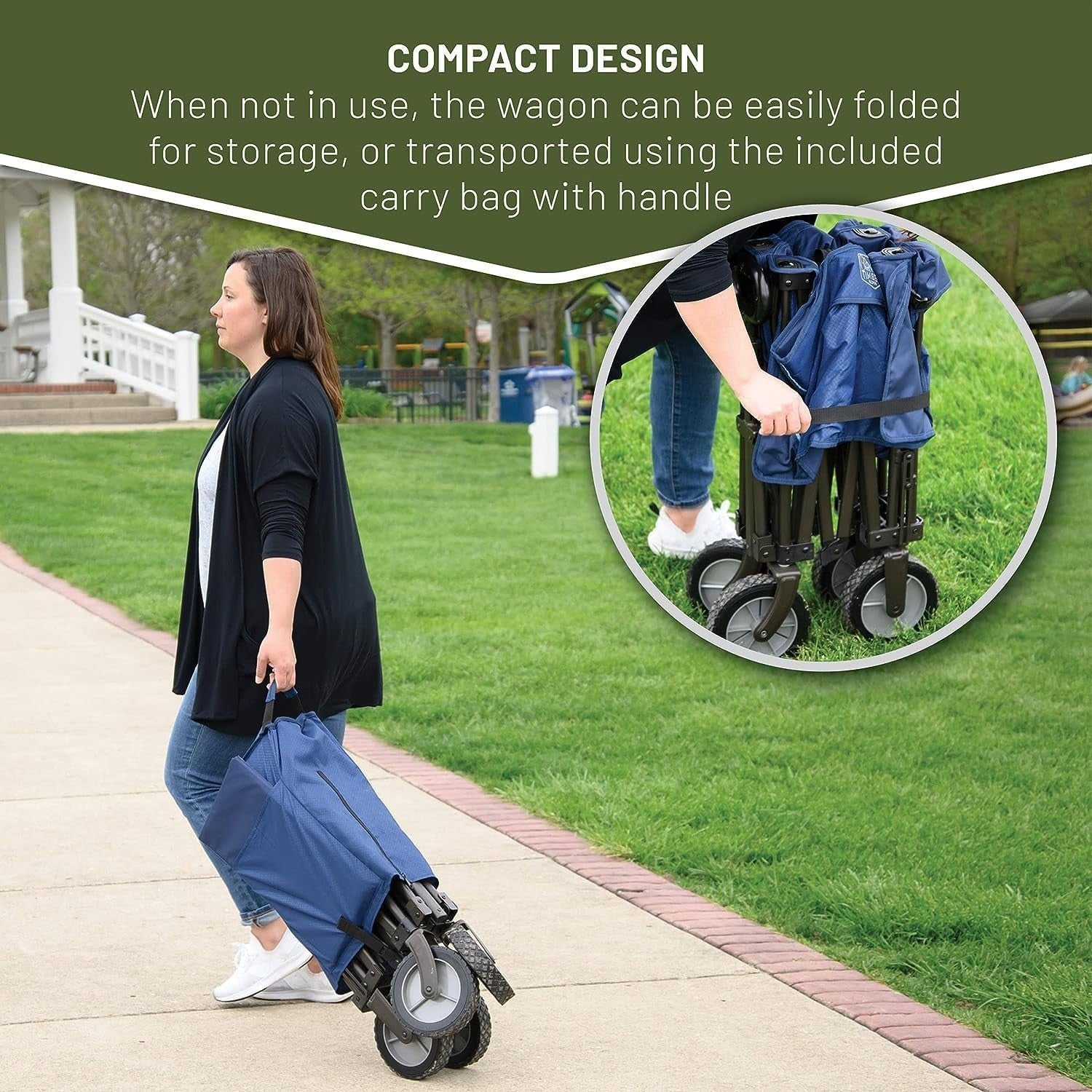 Blue Tailgate Folding Wagon Heavy Duty All-Terrain Camping Trolley