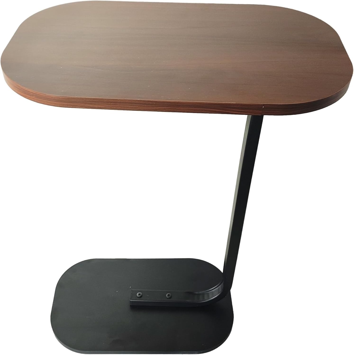 C-Shaped Side Table for Sofa or Bed, Adjustable Legs, 45x28x61cm Brown