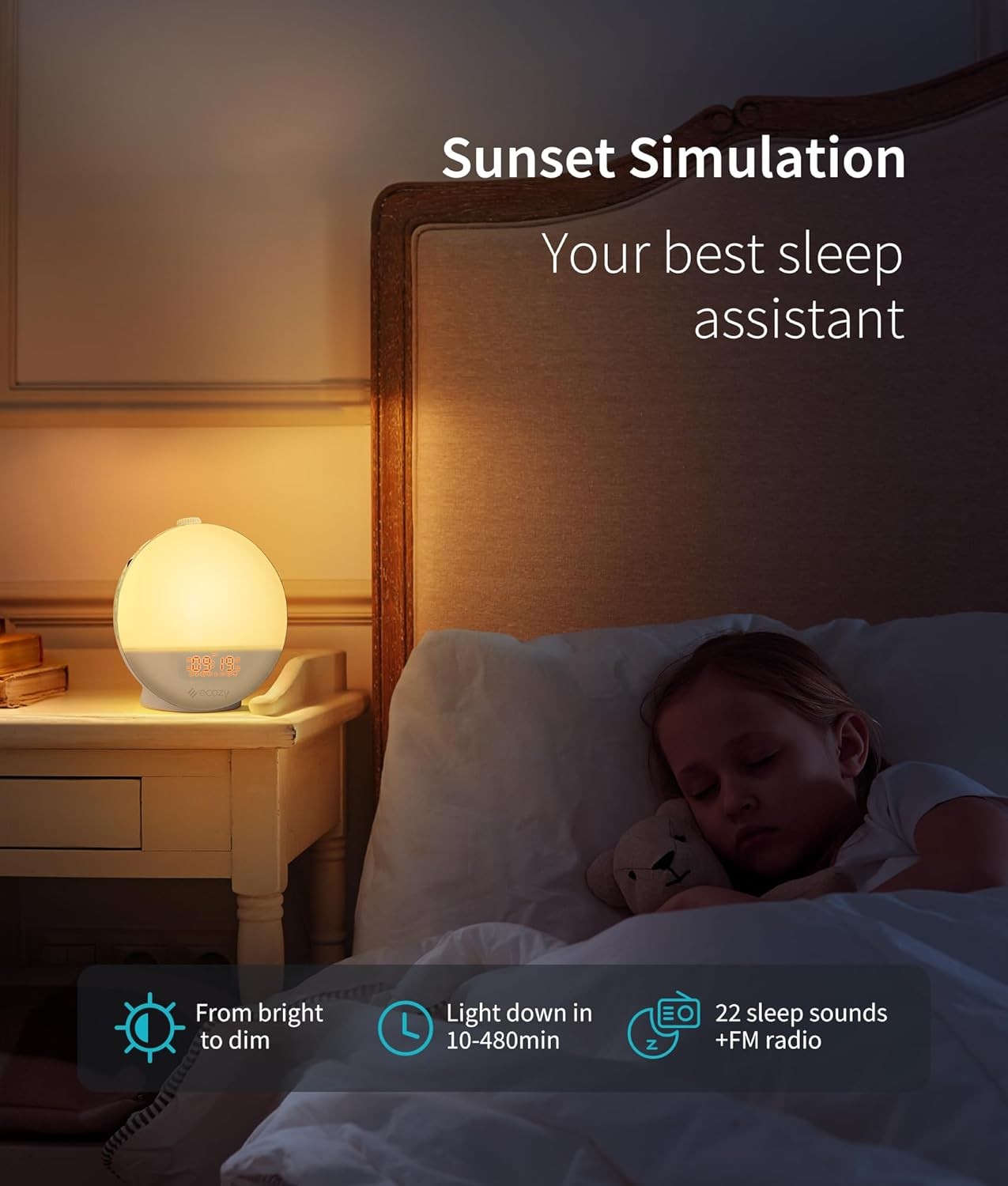 Sunrise Alarm Clock Wake Up Light White Noise Bluetooth App Control