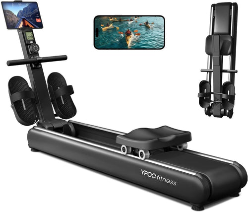 Magnetic Rowing Machine 16-Level Foldable Quiet Dual Rail LCD Home Gym 350LB