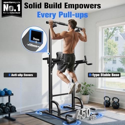 Heavy-Duty Pull Up Dip Station 5-in-1 Home Gym Tower 204KG Capacity Alloy Steel