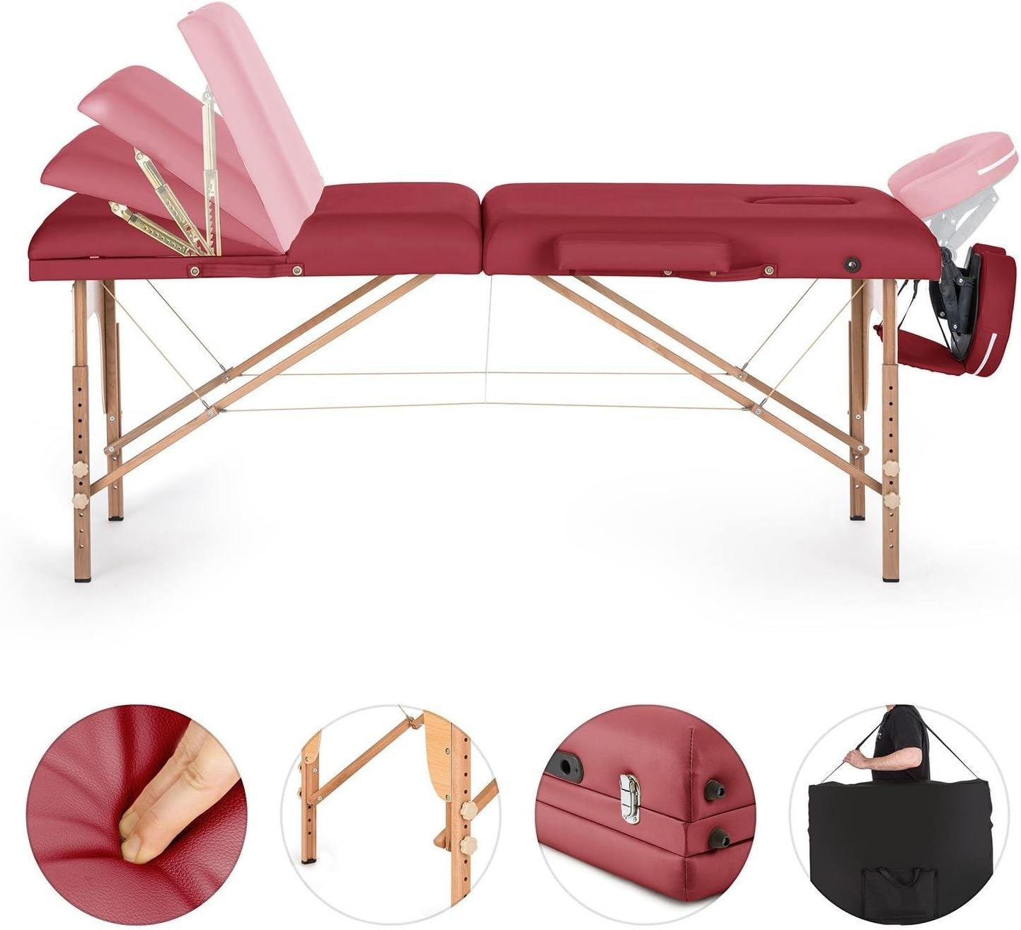 Stationary Massage Therapy Table Spa Bed With Adjustable Headrest Recline