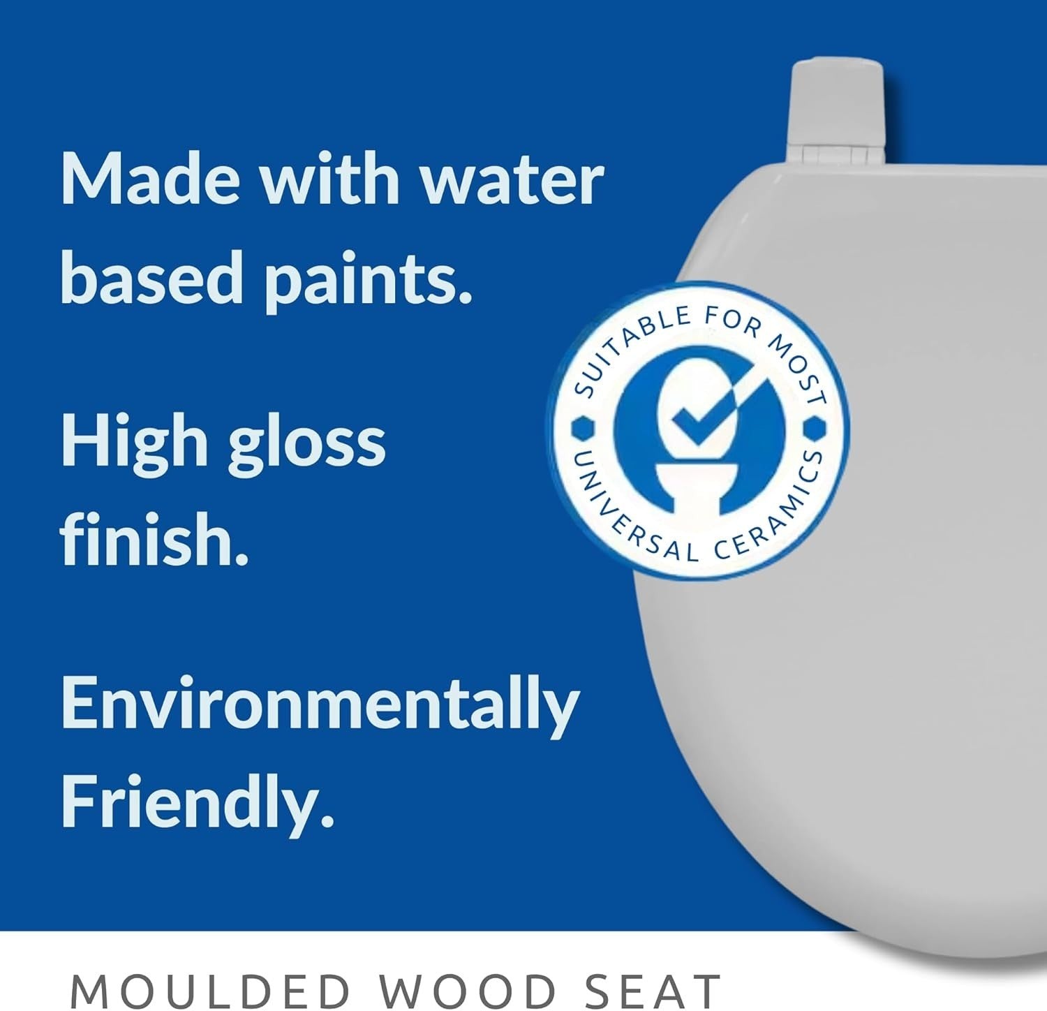 Chicago Whisper Grey Wooden Toilet Seat Oval Easy Clean Adjustable Hinges