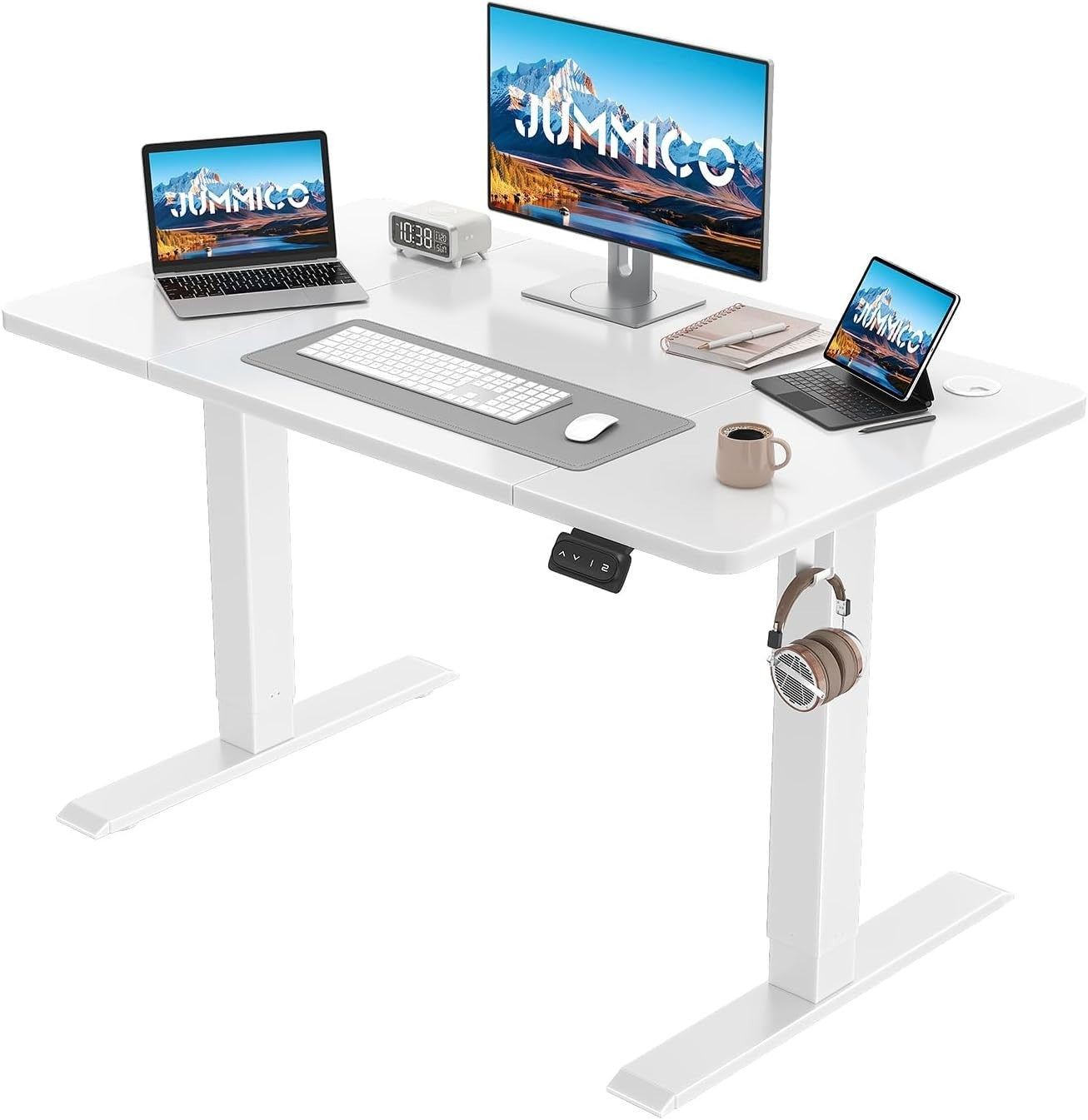 Electric Standing Desk 120x60cm Adjustable Sit Stand Table with Memory – White