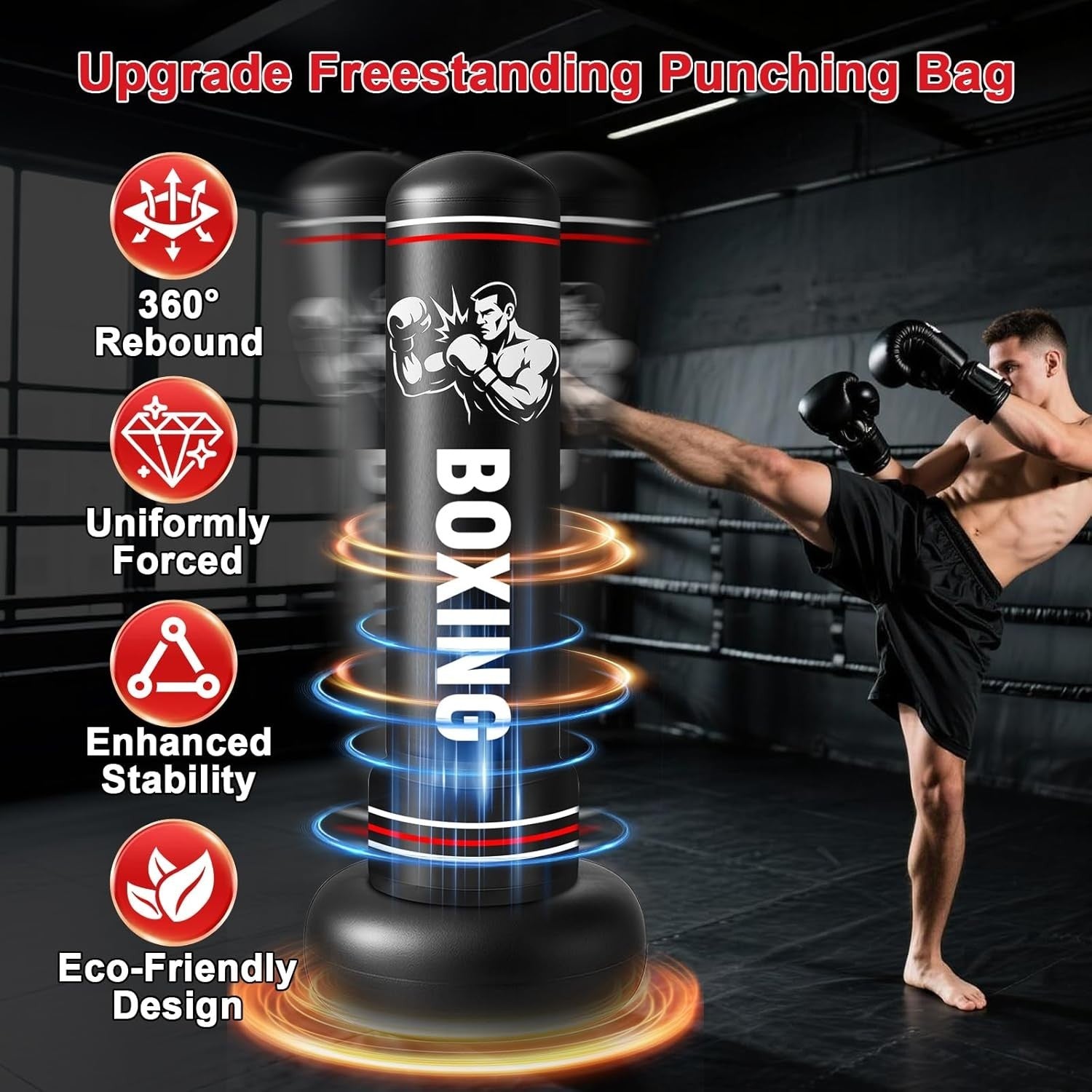 190cm Standing Punch Bag Inflatable MMA Karate Boxing Training Set