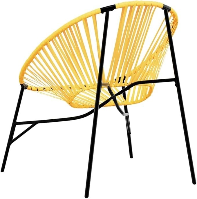 Outdoor Egg Chair Black Yellow Rattan Garden Patio Balcony Seat Comfortable