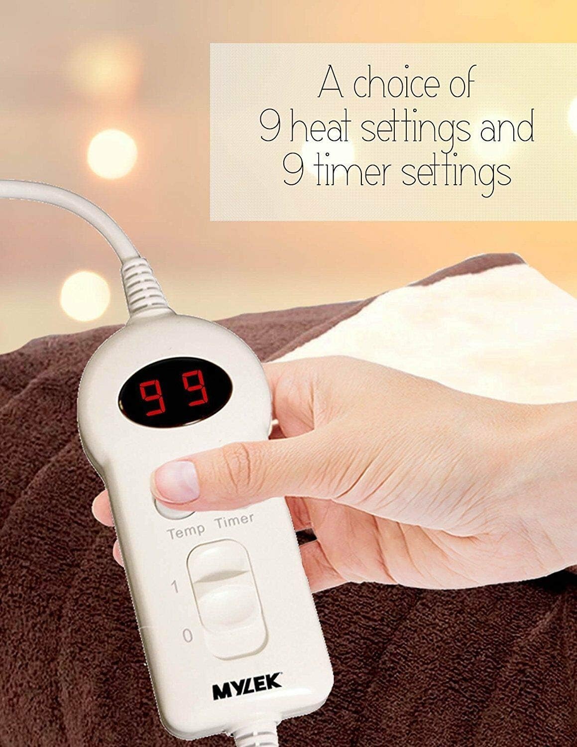 Electric Heated Throw Blanket 9 Heat Levels Timer Soft Fleece 160x120cm