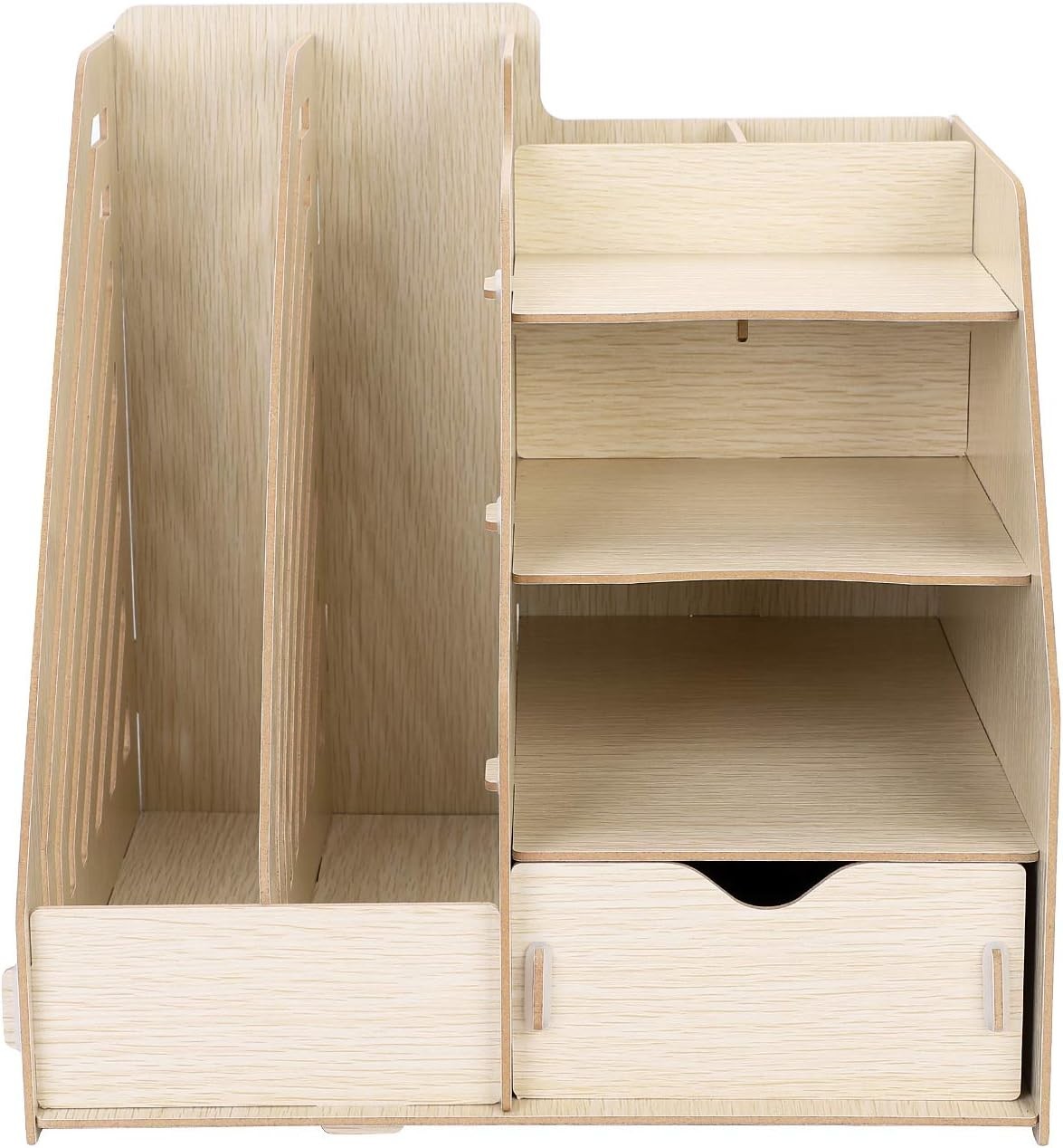 Wood Desk Organizer with Drawer & A4 File Holder – Multifunctional Storage