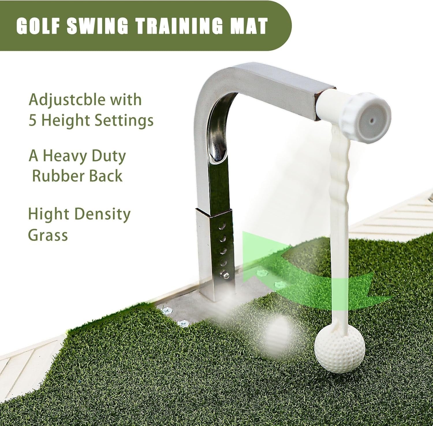 Golf Swing Trainer Mat with Arm Guide Practice Aid Large