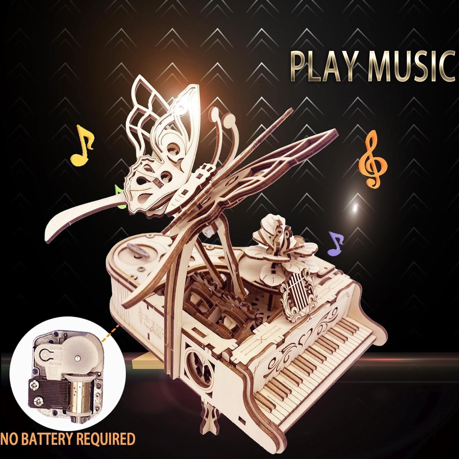 3D Wooden Piano Puzzle Kit for Adults | DIY Music Box Gift | 17x12cm Decor