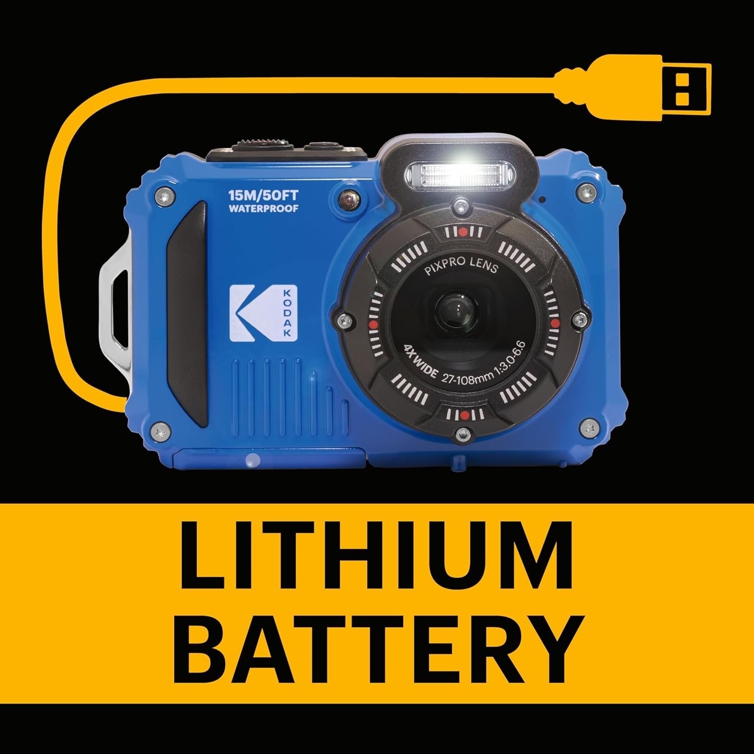 Waterproof Digital Camera 16MP 4X Zoom HD 720P Shockproof Blue Kit