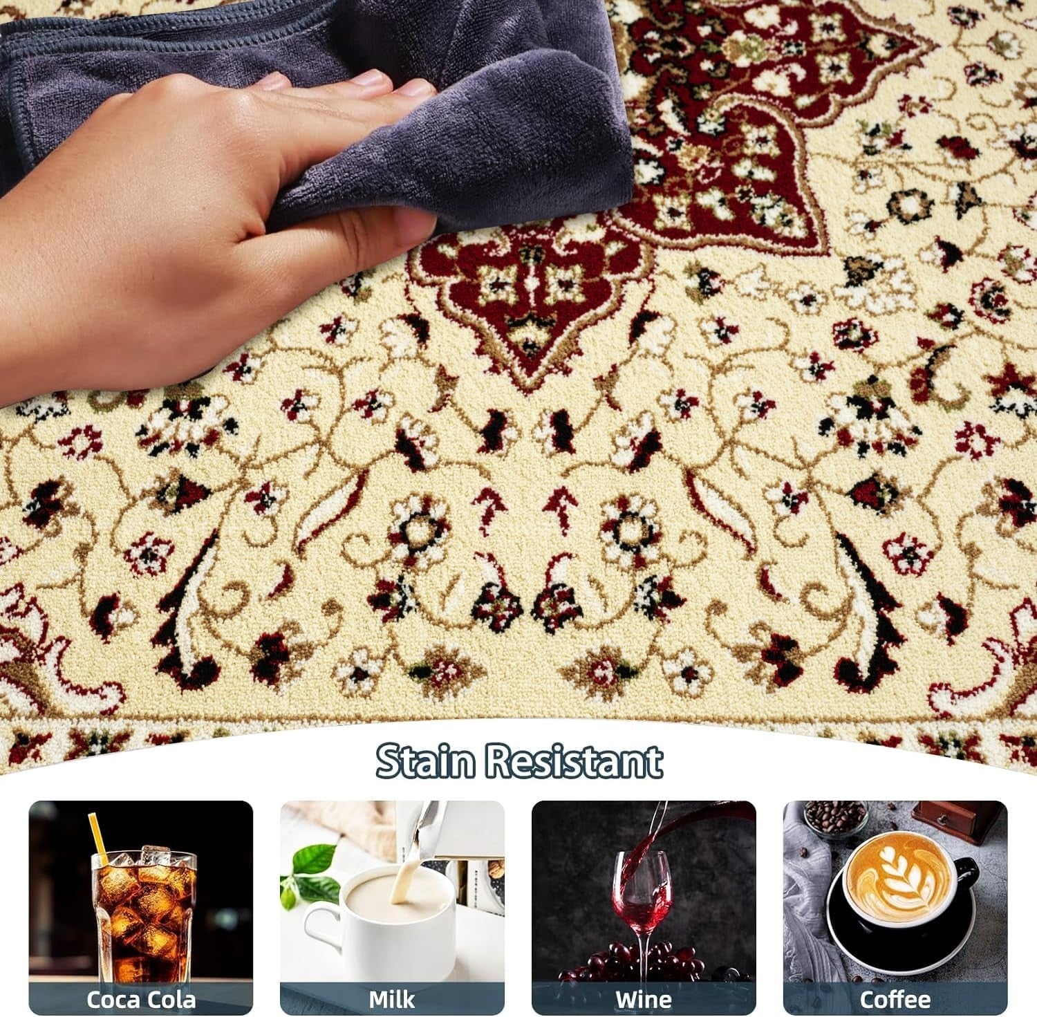 Traditional Area Rug 160x230cm Soft Floral Non Slip Living Room Carpet