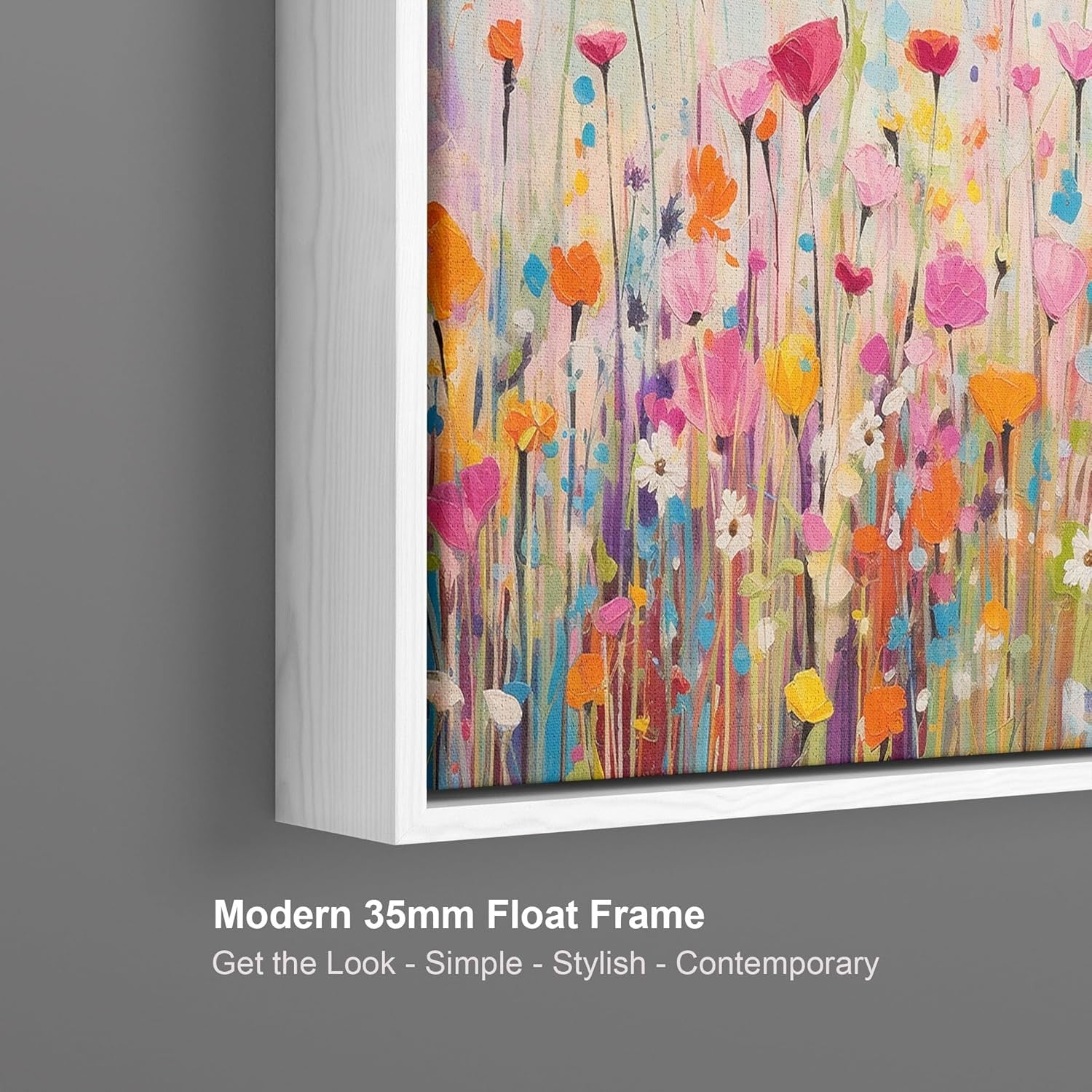 Large Colourful Floral Canvas Wall Art 93x63 cm Framed Living Room Decor
