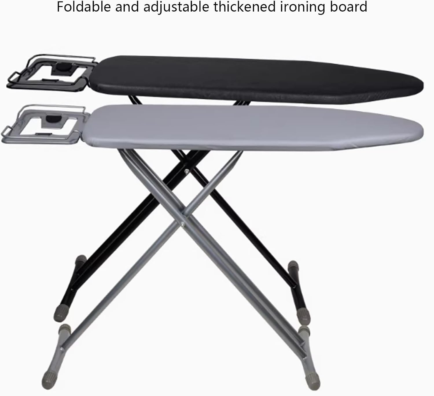 Full Size Adjustable Ironing Board Folding Thick Pad Stable Steel Frame Black