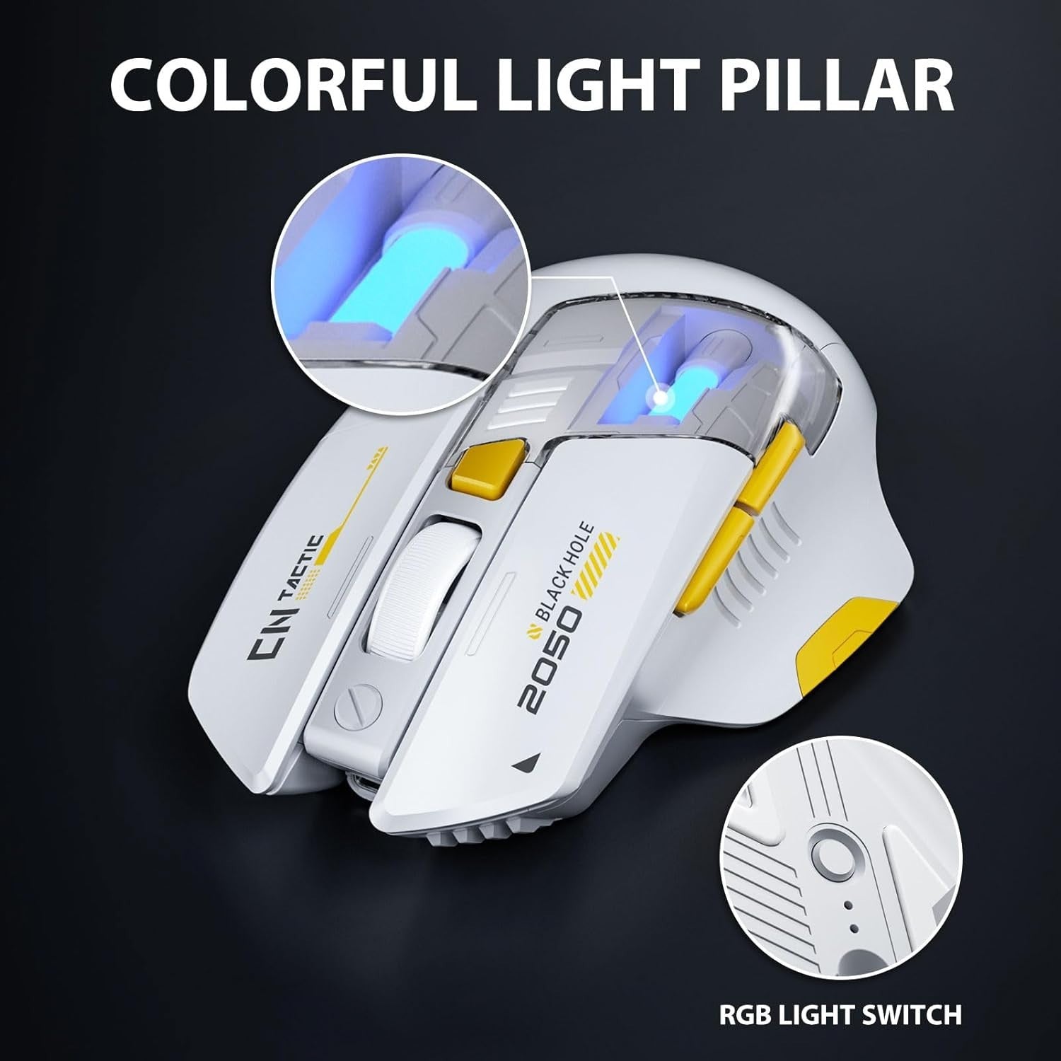White Bluetooth Wireless Mouse Rechargeable RGB 2400DPI Dual Mode Laptop PC
