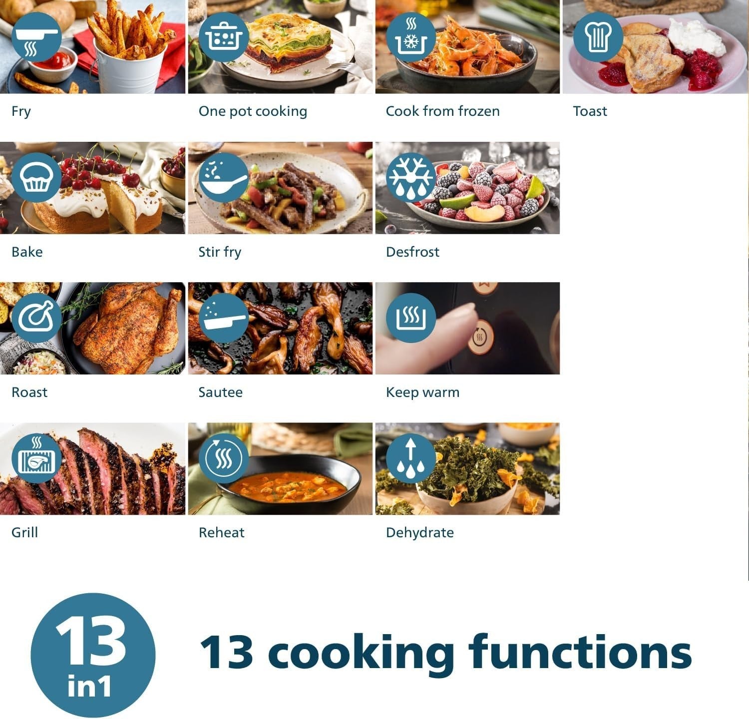 6.2L Air Fryer RapidAir 13-in-1 Window Touchscreen Low-Fat Healthy Cooker