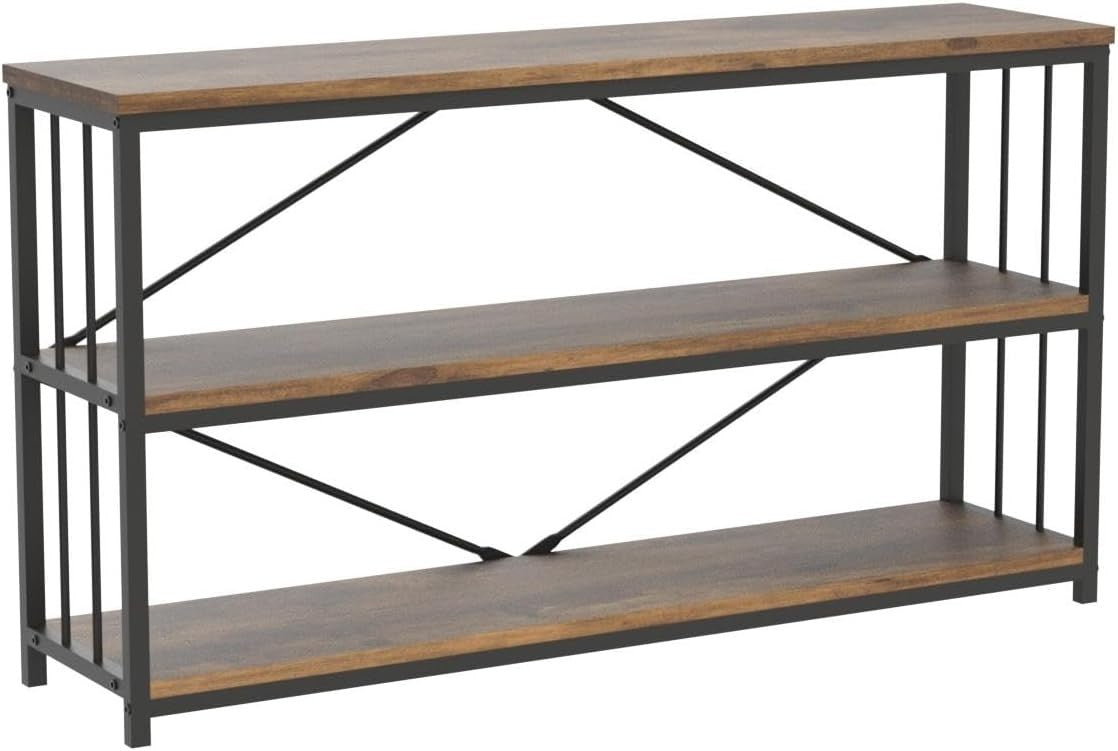 Rustic Industrial Console Table 3 Tier Storage Shelf 140x34x74cm