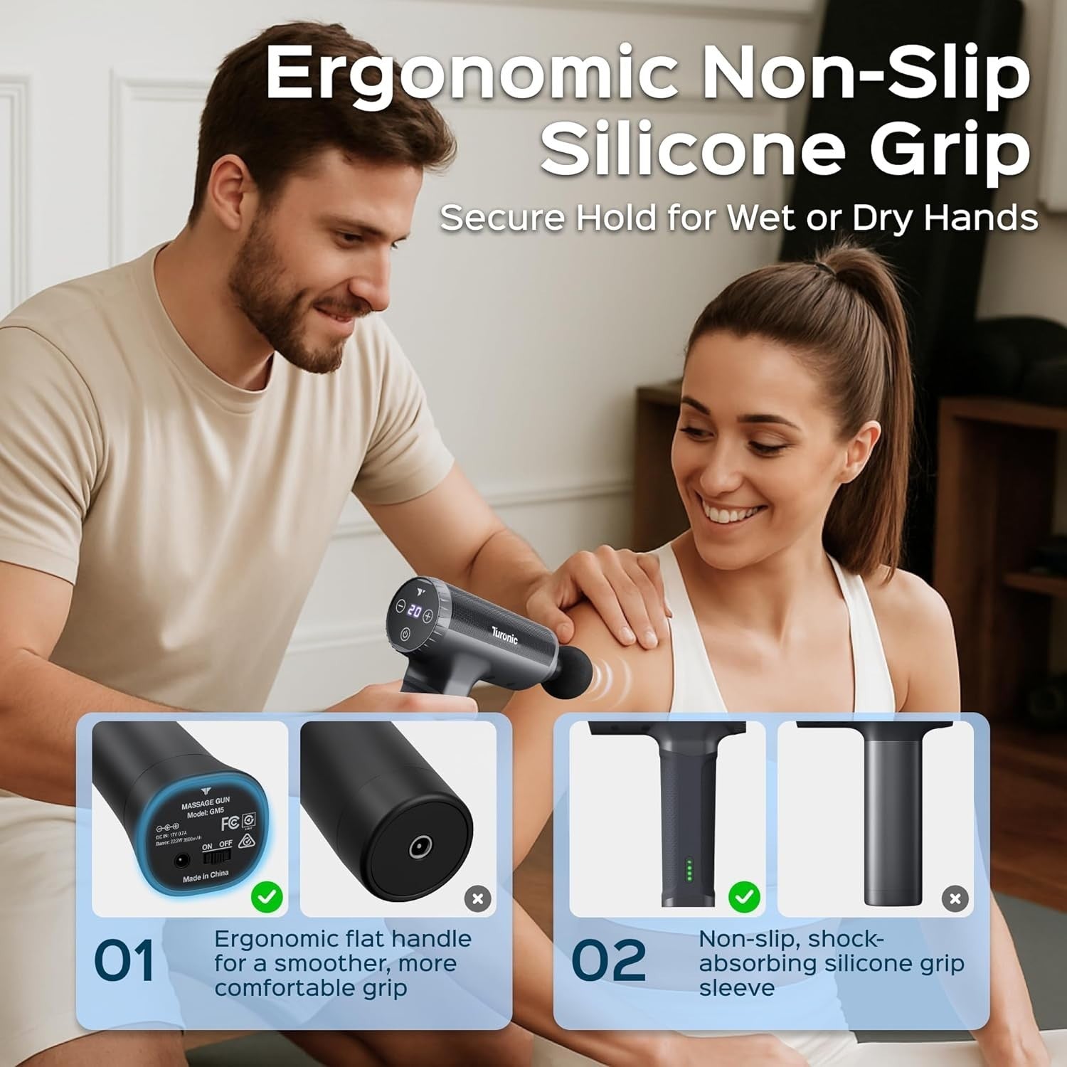 Deep Tissue Massage Gun Powerful Percussion Muscle Therapy 20 Speeds 7 Heads
