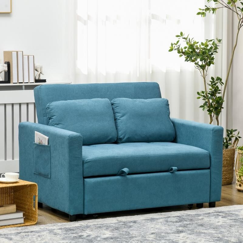 2 Seater Sofa Bed w/ Cushions, Pockets & Click-Clack Frame – Guest Room Use