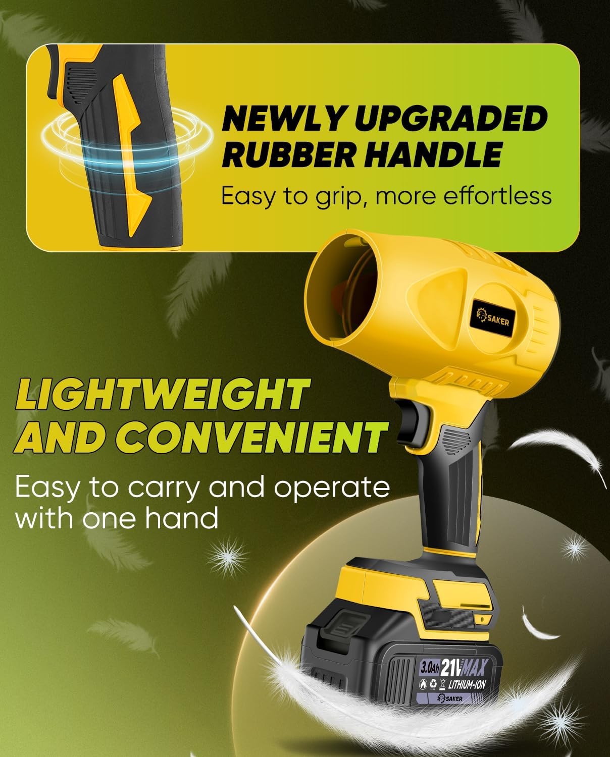 Cordless Leaf Blower 180000RPM Adjustable Speed with 2 Batteries Portable