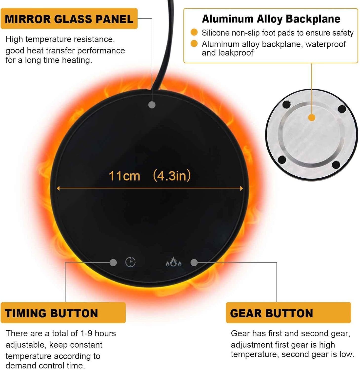 Smart Coffee Mug Warmer Touch LED 2 Temp Desk Heater