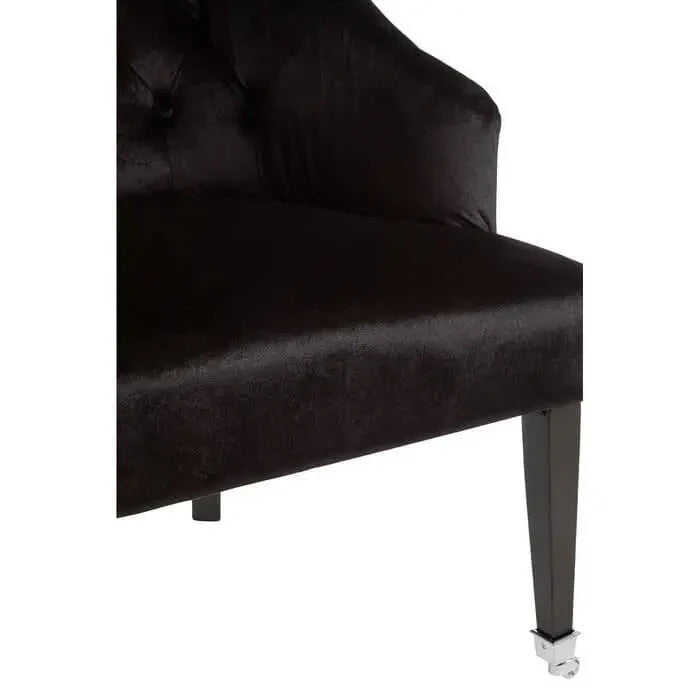 Black Velvet Accent Chair – Tufted Back Armchair with Wood Legs 200kg